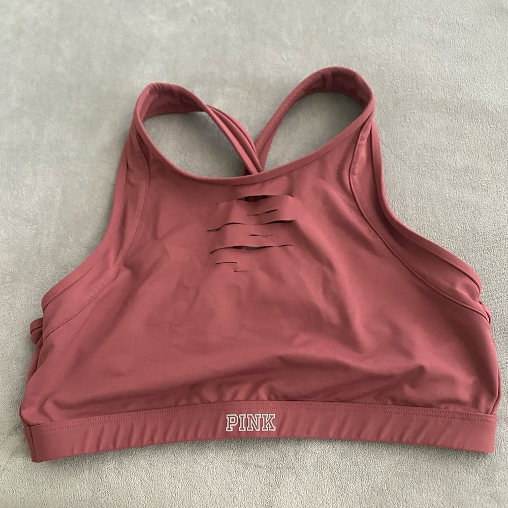Pink unlined sports bra